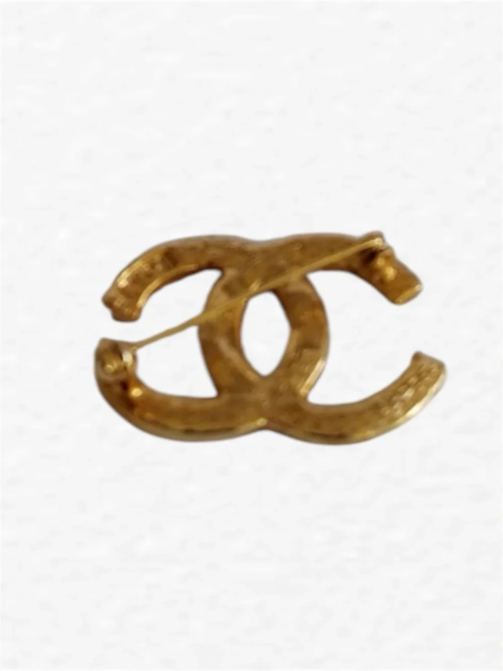 Chanel Double CC Gold Tone Clear Rhinestone Brooch pin Pendant Jewelry